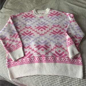 Pink and Purple Patterned Women's Sweater